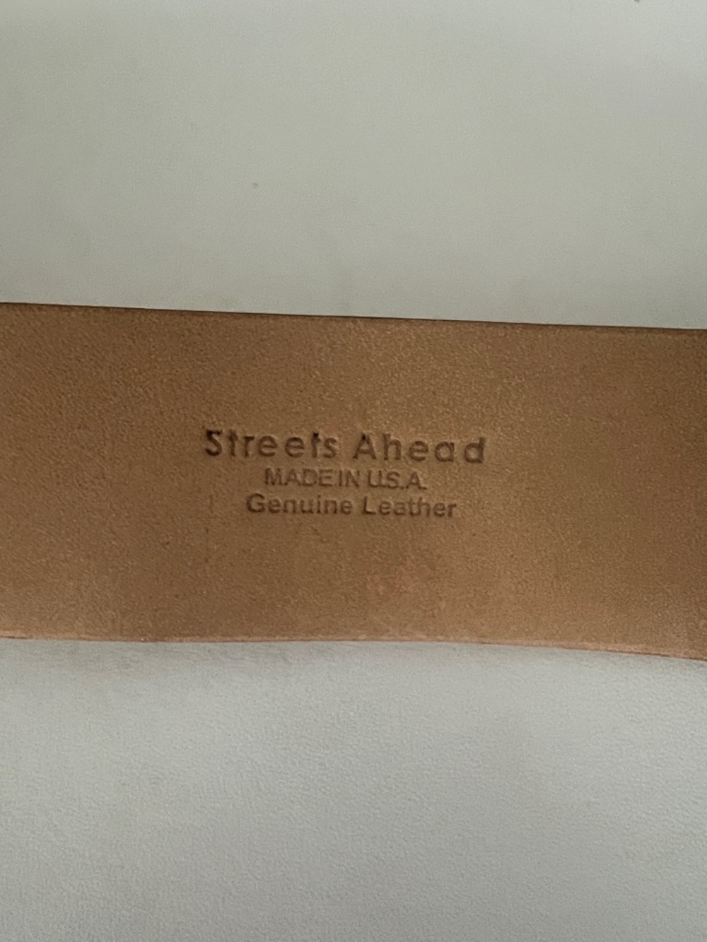Streets Ahead Tan Leather Statement Belt. Size M - Picture 6 of 8